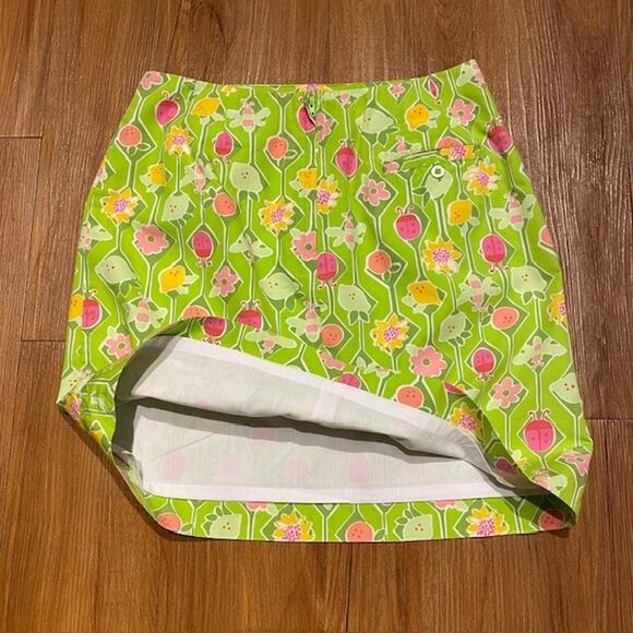 VINTAGE Lilly Pulitzer A-Maze-ing Skirt Ladybug & Bee Print Lined Women's 6 - Picture 3 of 10